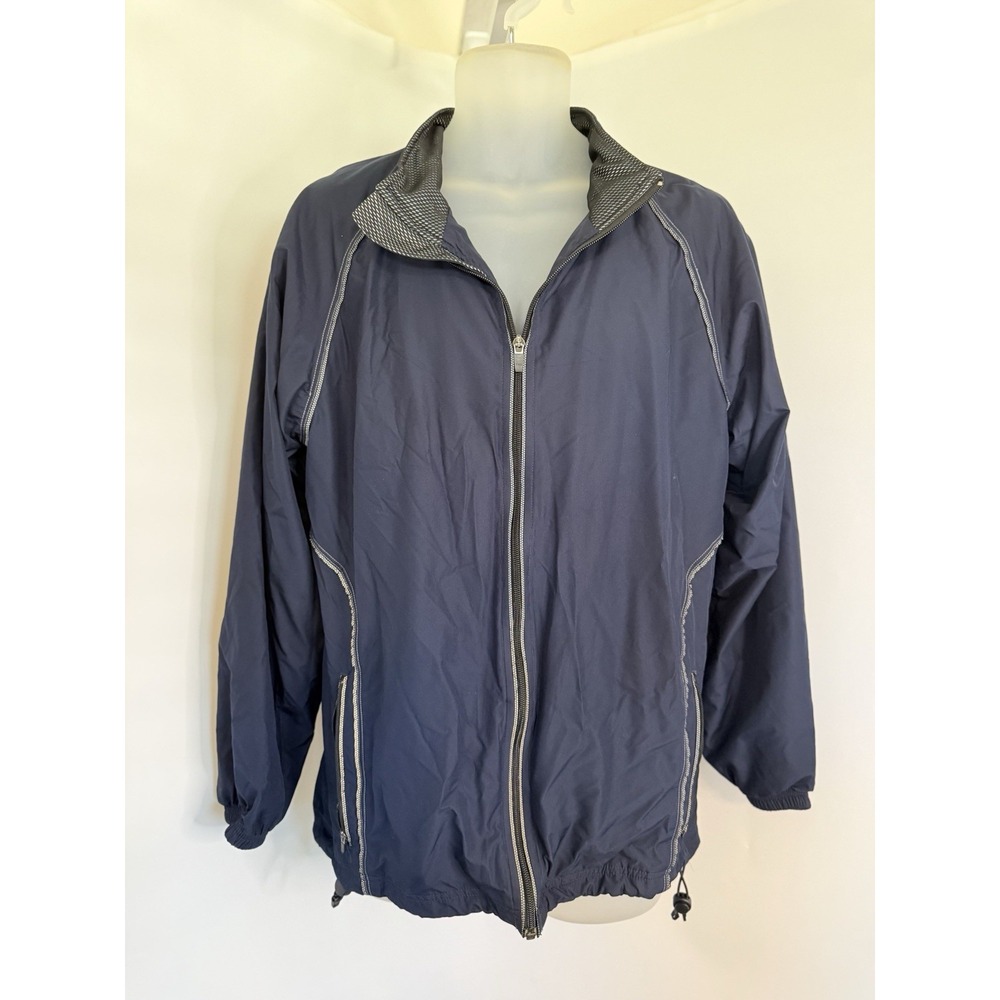 Roundtree & Yorke Sport Mens Jacket Blue Windbreaker Vintage Medium Pockets GUC